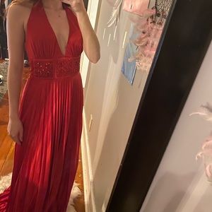 RED SILK FORMAL DRESS